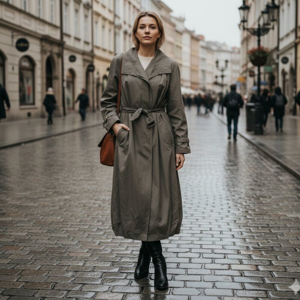 🧥 Bryant Park Maxi Trench Coat Oversized C2 Khaki Poland Minimalist 💼